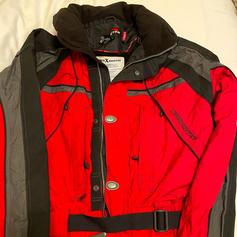 Red and Black Vintage Obermeyer ski suit